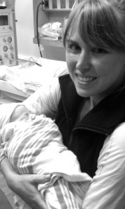 Carly with a newborn